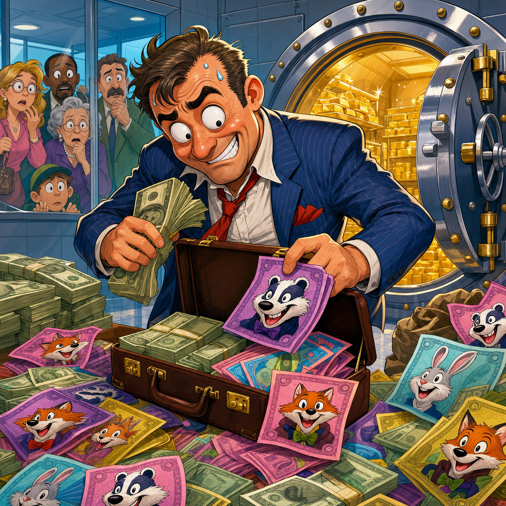 Illustration for joke: A South Korean bank manager got caught nicking £35,000 from the vault and swapping it for play money