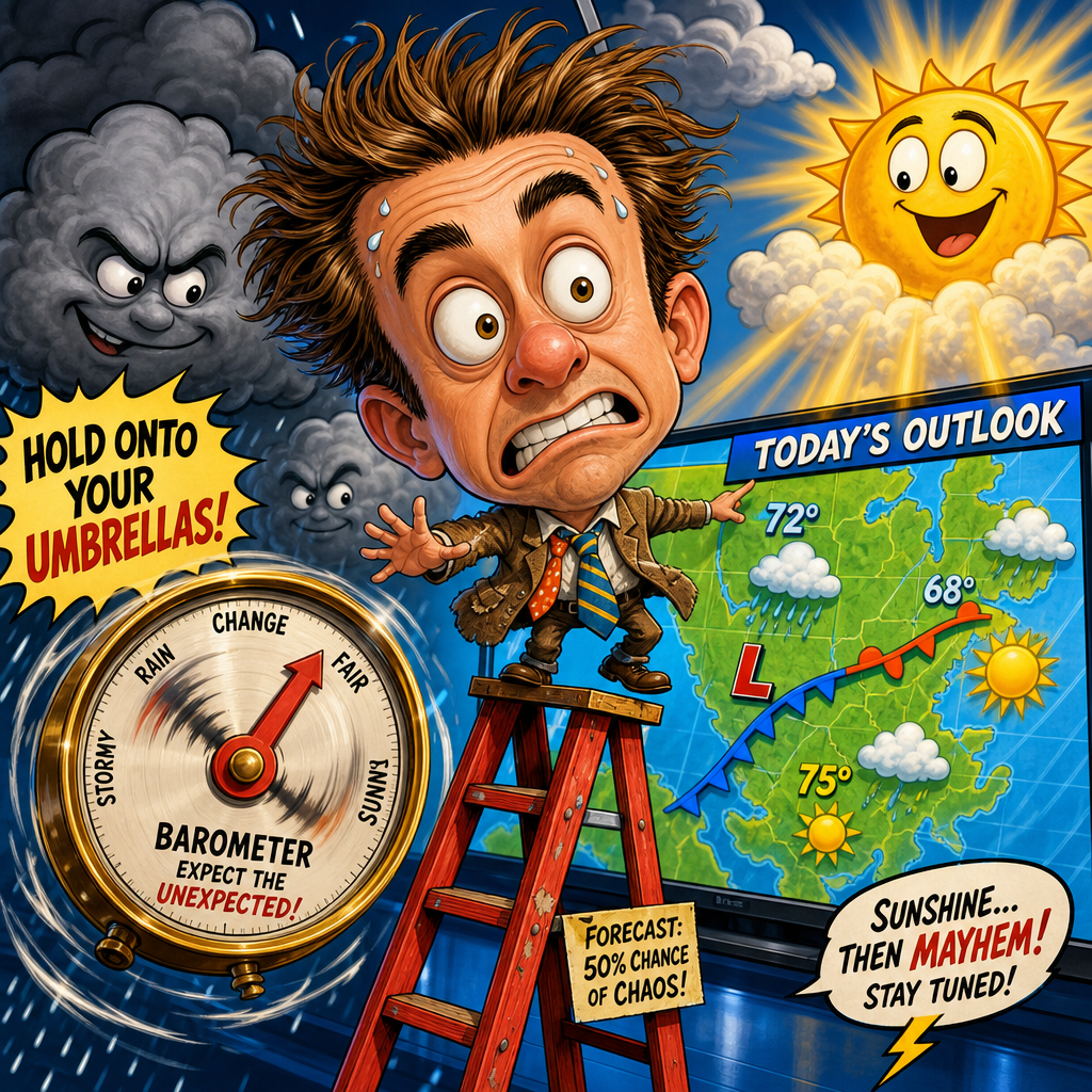 Illustration for joke: Why did the British weather forecaster bring a ladder to work?