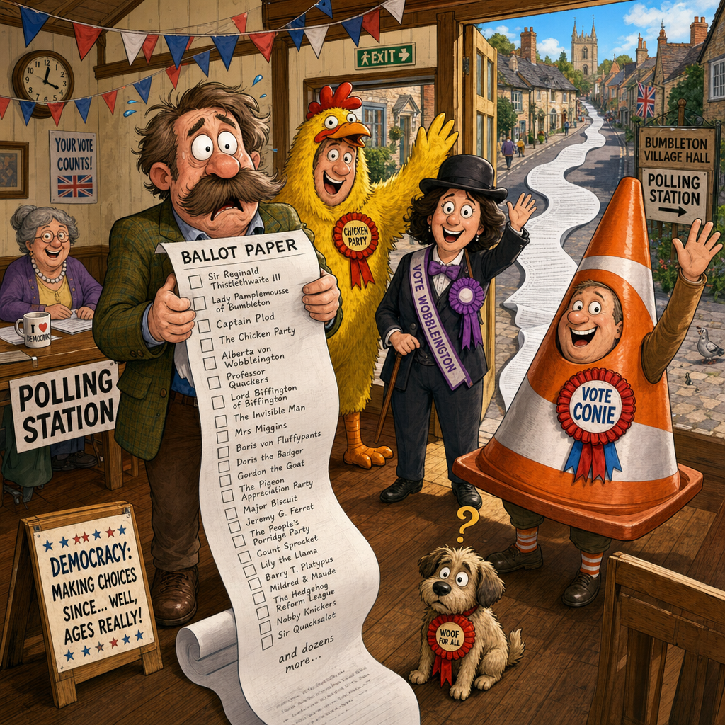 Illustration for joke: The Clacton by-election has attracted 34 candidates, including 20 independents and several joke cand