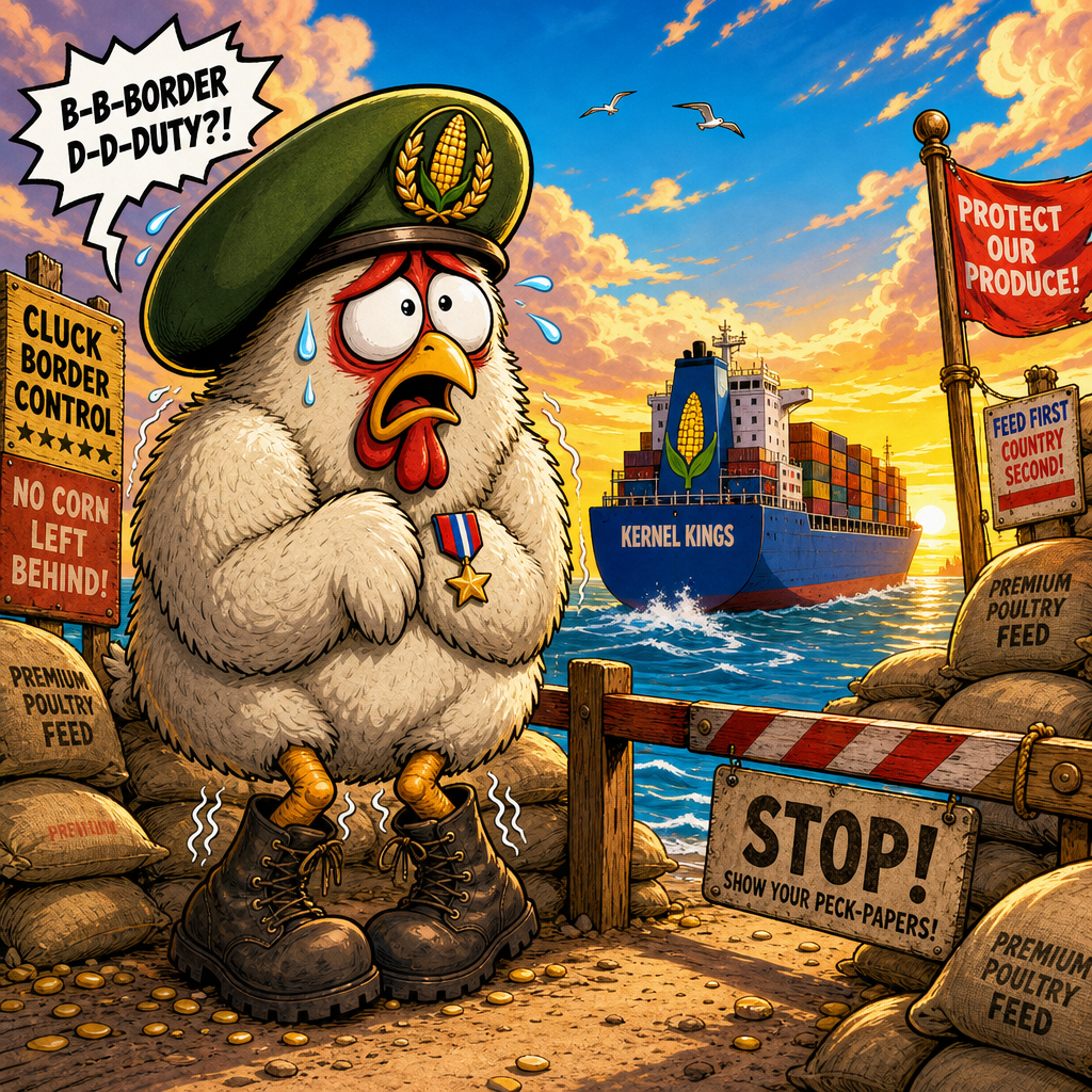 Illustration for joke: Campaigners warn the UK's poultry growth plan is a national security risk because it depends on impo