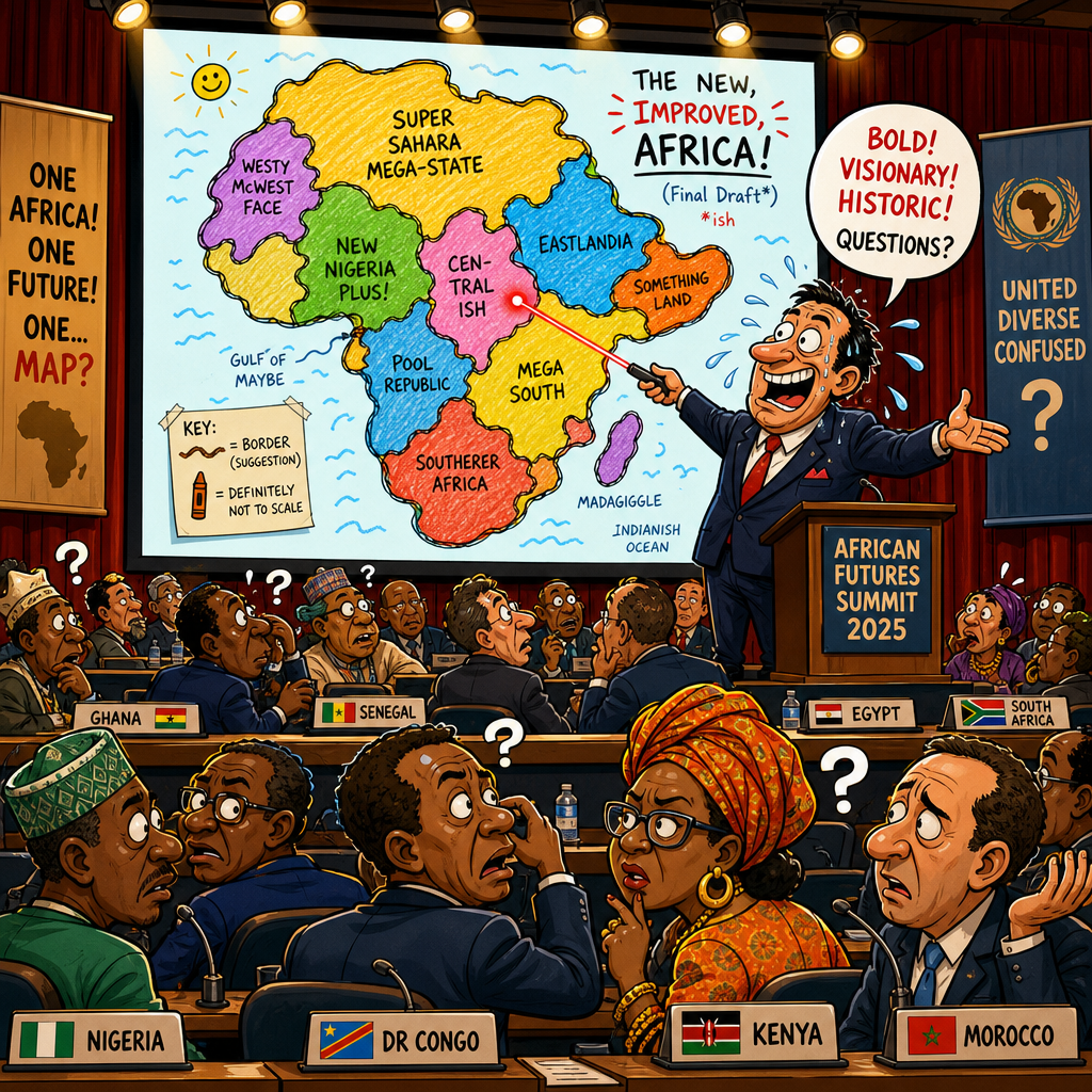 Illustration for joke: The US State Department presented an AI-generated map of Africa at an AIDS conference, and it mislab