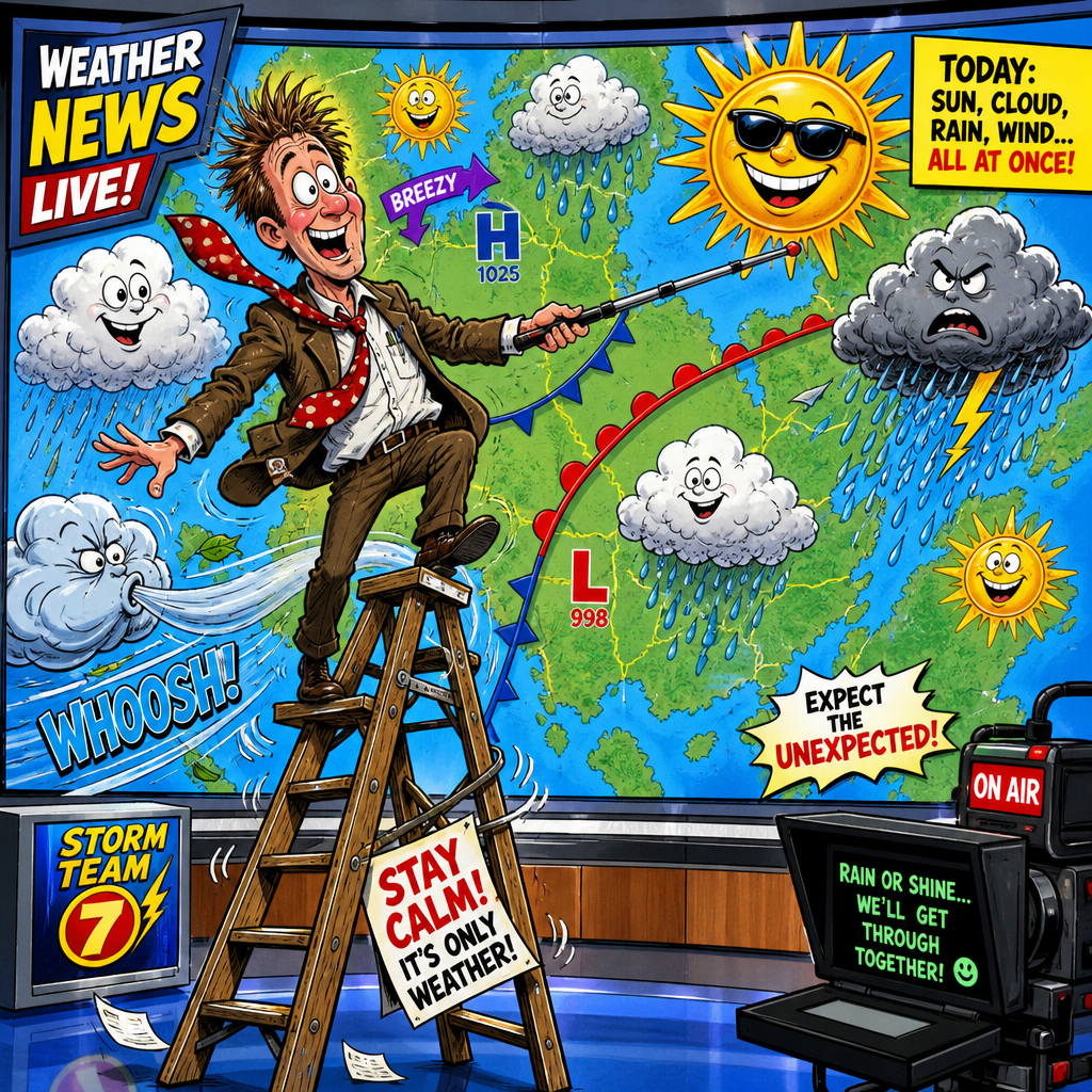 Illustration for joke: Why did the British weather forecaster bring a ladder to work?