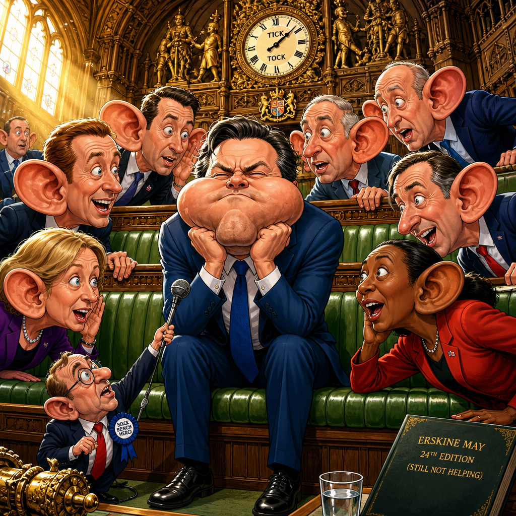 Illustration for joke: Andy Burnham says he won't vote on the assisted dying bill so he doesn't sway the debate.