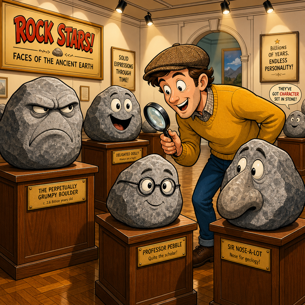 Illustration for joke: I've just visited that Japanese museum with 1,700 rocks that look like faces.