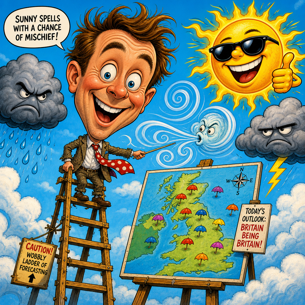 Illustration for joke: Why did the British weather forecaster bring a ladder to work?