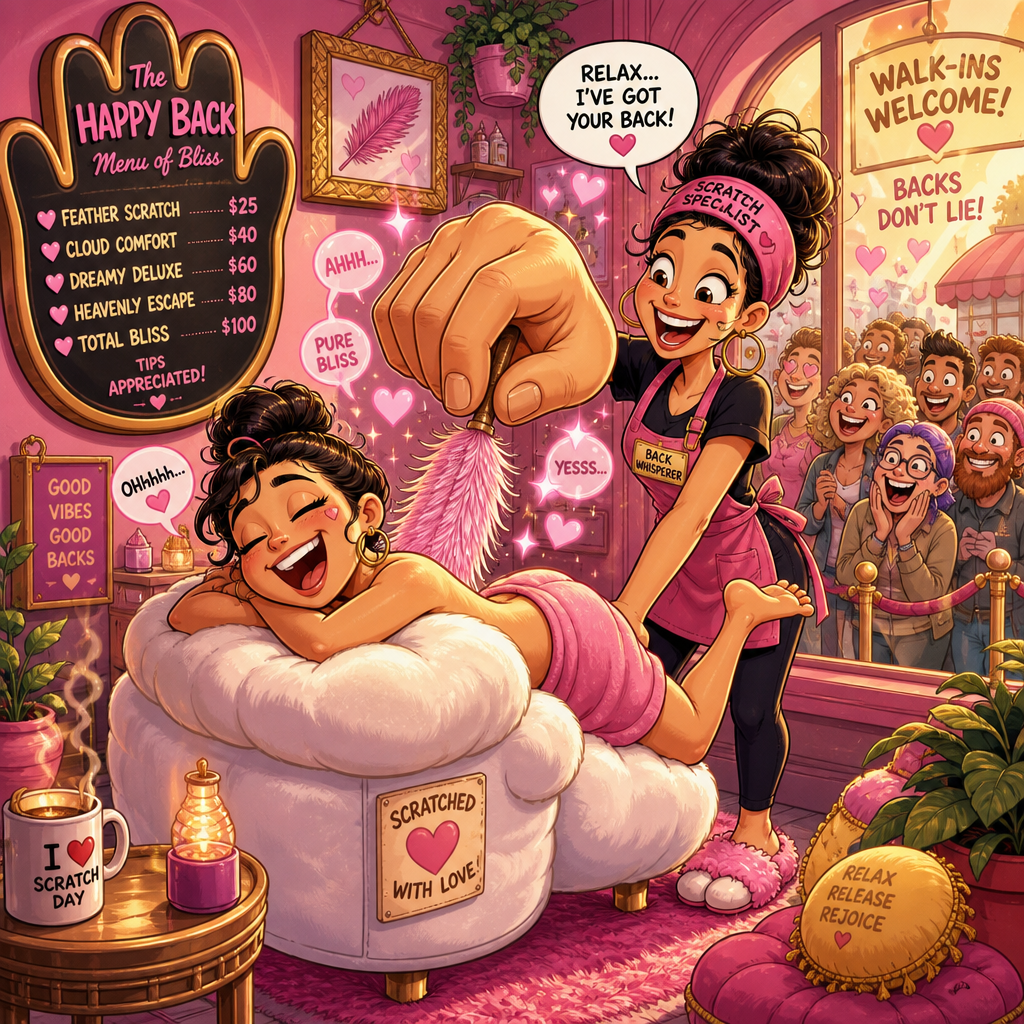 Illustration for joke: I've just opened a salon where I gently scratch stressed customers for money — business is booming.