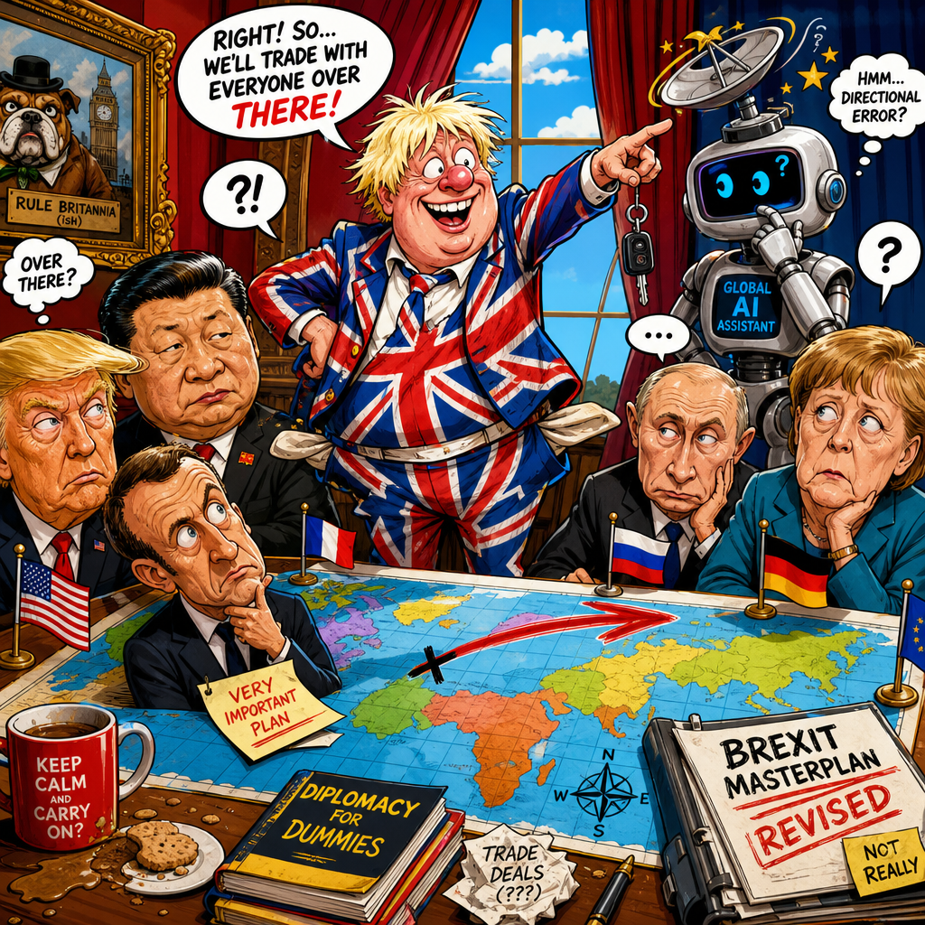 Illustration for joke: The UK says it wants to be an 'honest broker' on the global stage, fighting Russian disinformation a