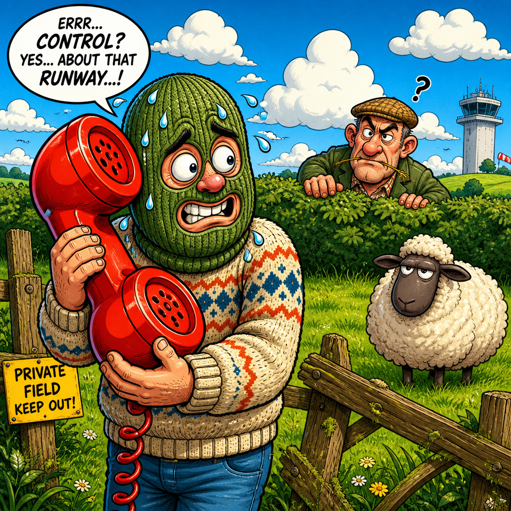 Illustration for joke: One of the five men arrested near RAF Fairford apparently rang 999 himself, a full hour before the f