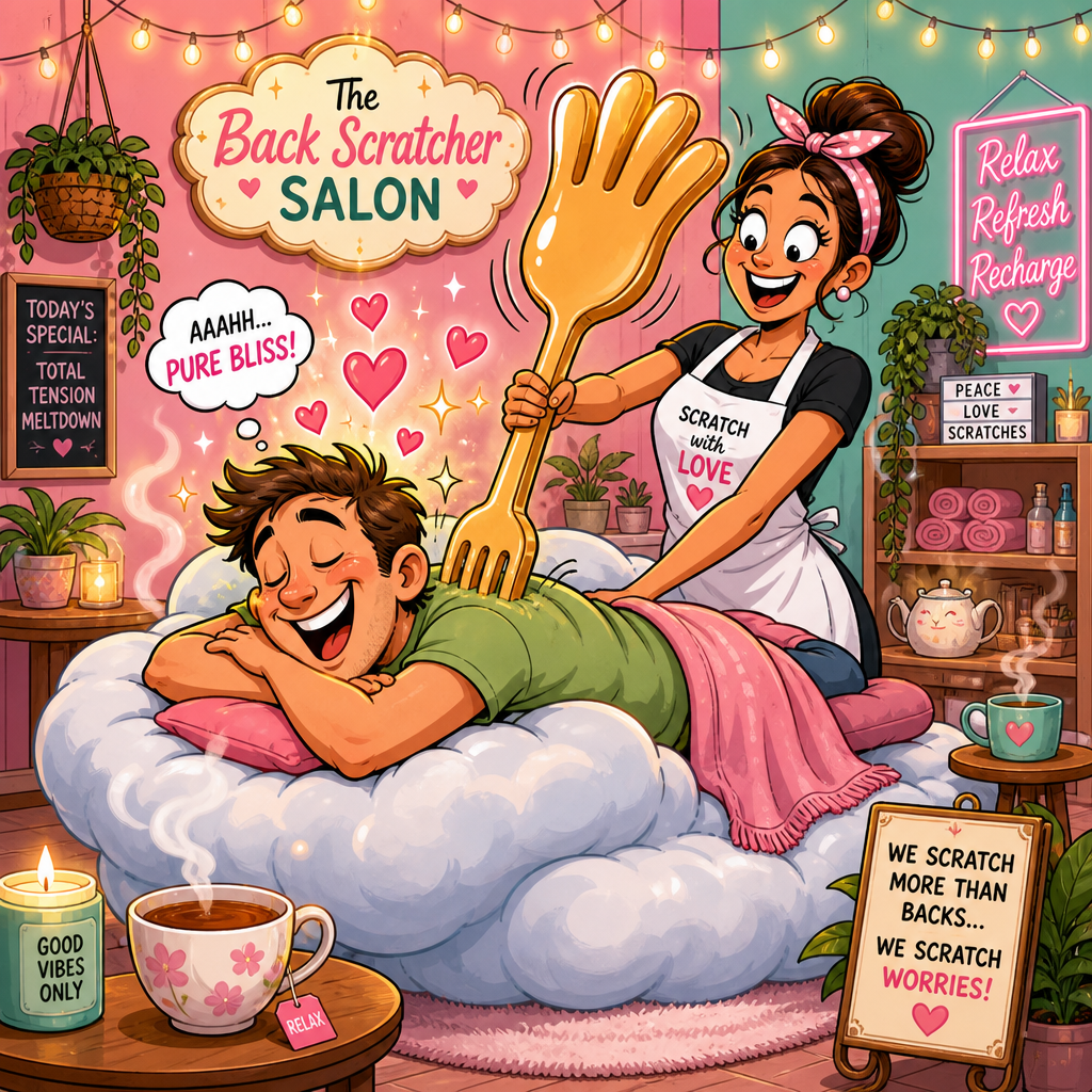 Illustration for joke: I've opened a salon in China where people pay me to gently scratch them to relieve stress, and busin