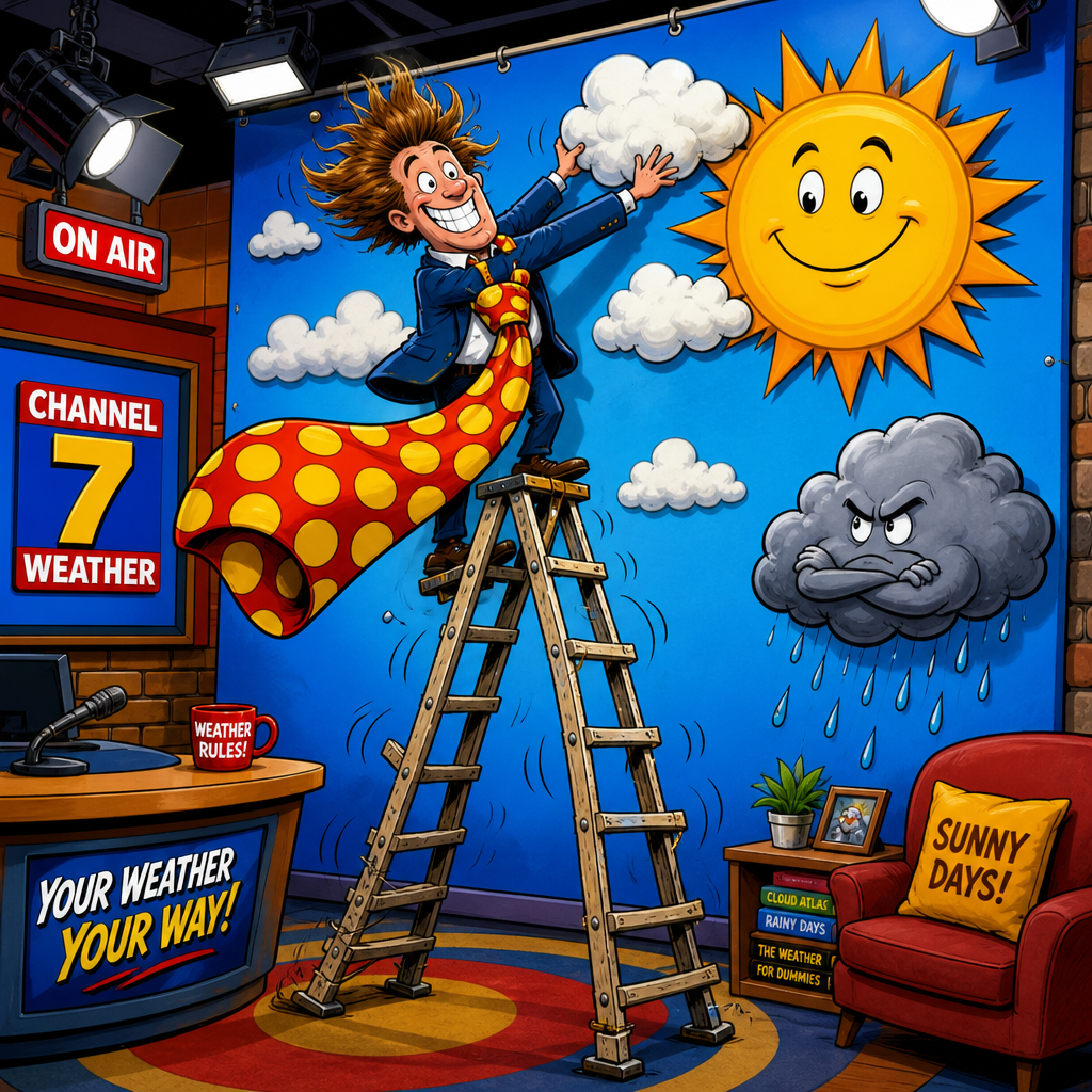Illustration for joke: Why did the British weather forecaster bring a ladder to work?