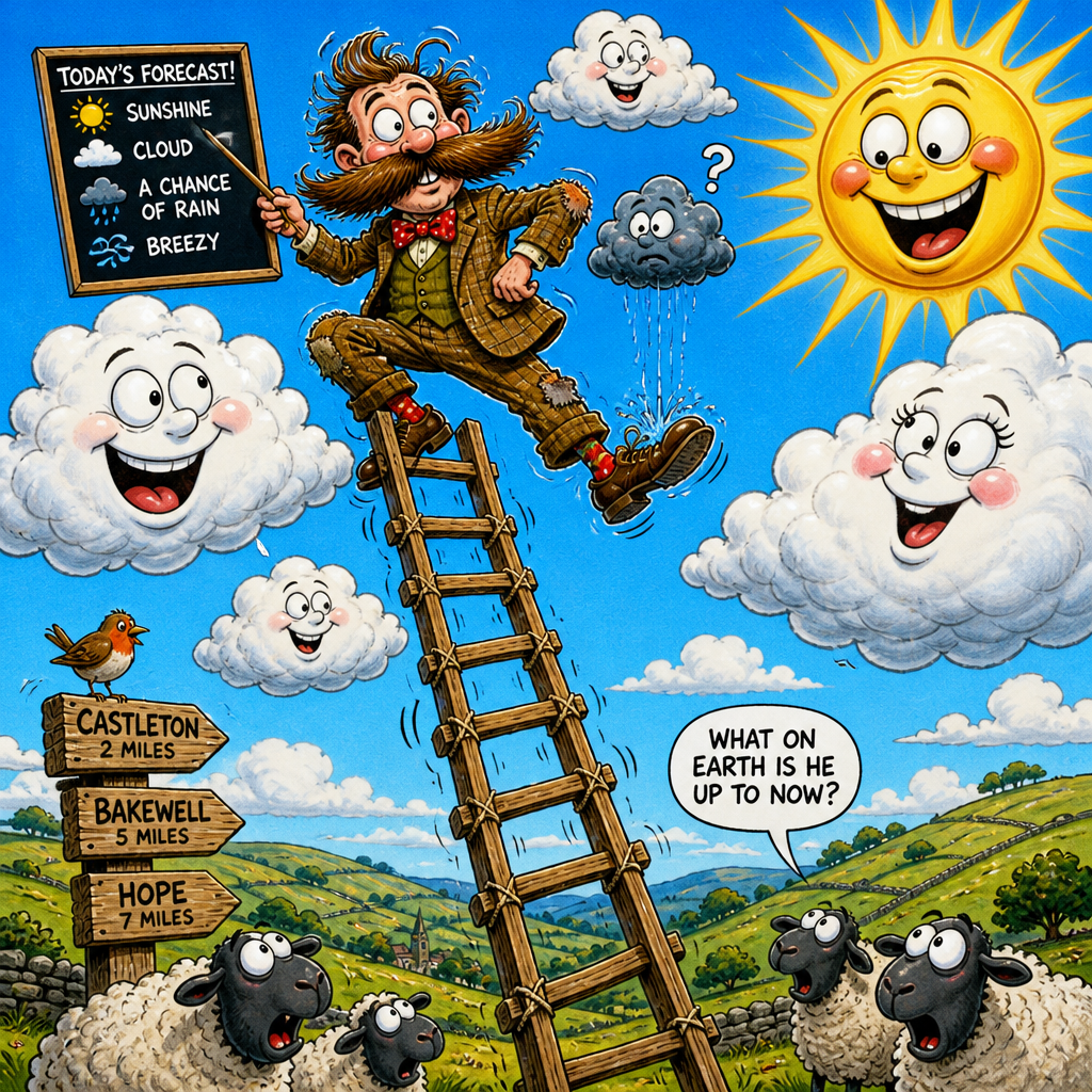Illustration for joke: Why did the British weather forecaster bring a ladder to work?