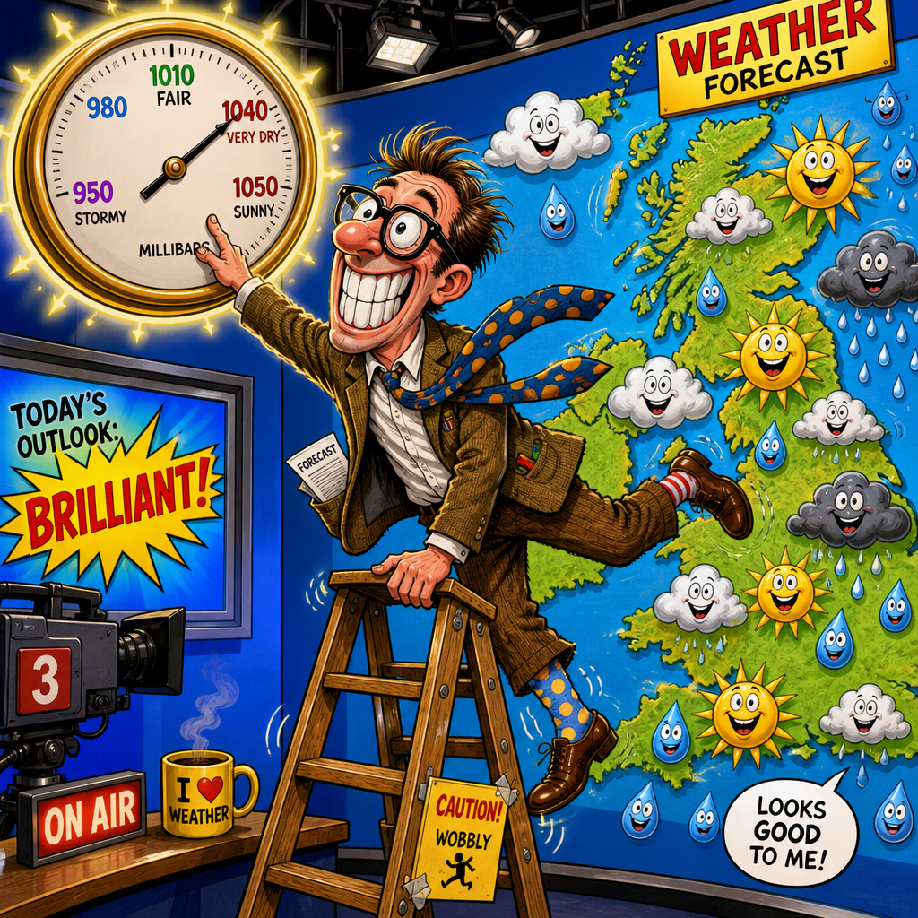 Illustration for joke: Why did the British weather forecaster bring a ladder to work?