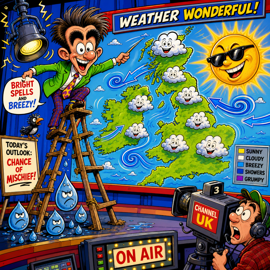 Illustration for joke: Why did the British weather forecaster bring a ladder to work?
